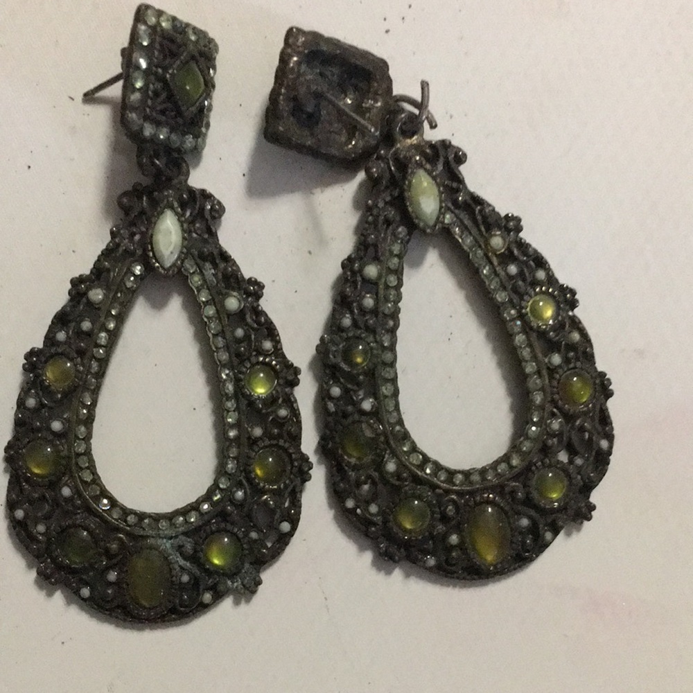 Vintage green stone earrings